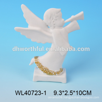 Wholesale white porcelain angel figurine for home decoration